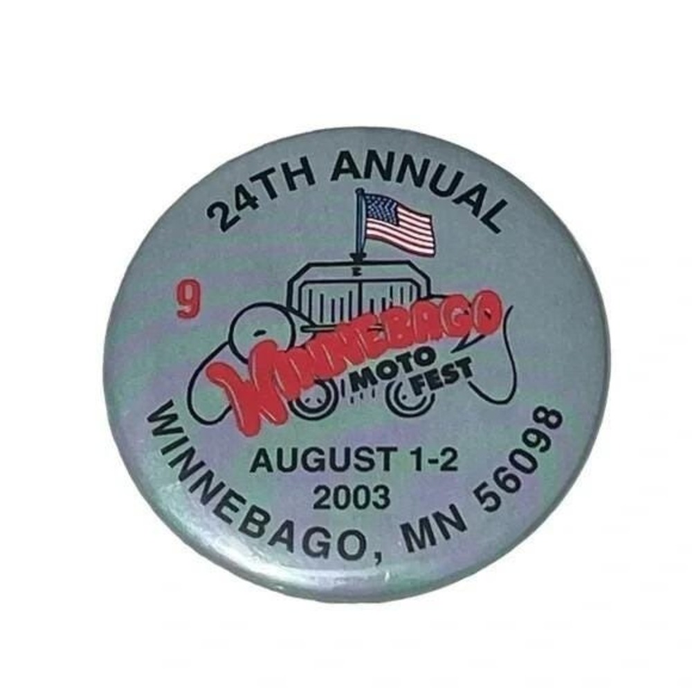 24th Annual Winnebago Moto Fest 2003 Vintage Pinback Button Minnesota A77
